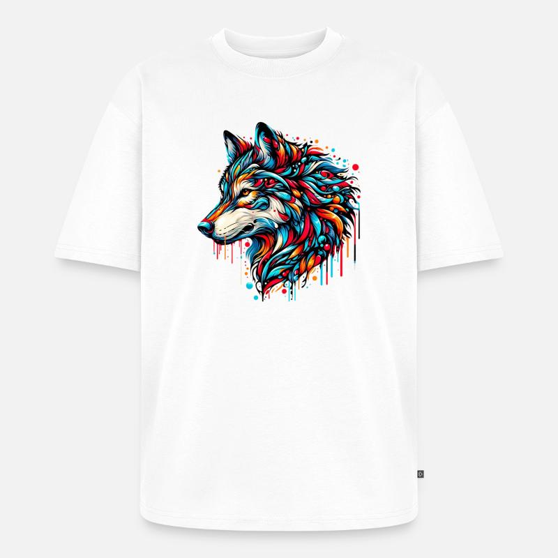 Wolf - Unisex Premium Oversized Bio T-Shirt - Weiß