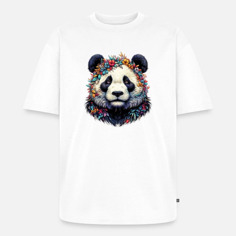 Panda - Unisex Premium Oversized Bio T-Shirt - Weiß