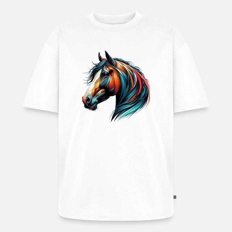 Pferd - Unisex Premium Oversized Bio T-Shirt - Weiß