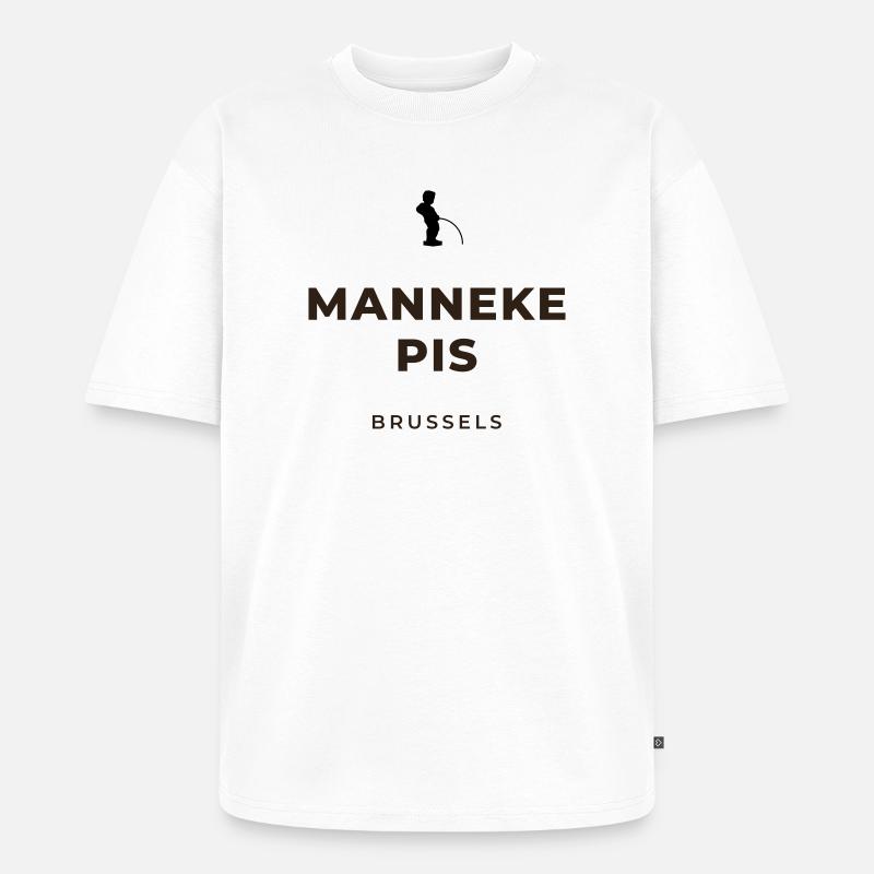 Manneken Piss Bryssel - Premium unisex Oversized luomu-t-paita - valkoinen