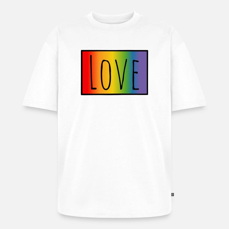 CSD Tshirt Regenbogen Love - Unisex Premium Oversized Bio T-Shirt - Weiß