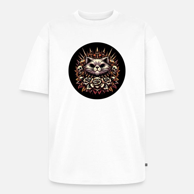 Evil cat - Unisex Premium Oversized Bio T-Shirt - Weiß