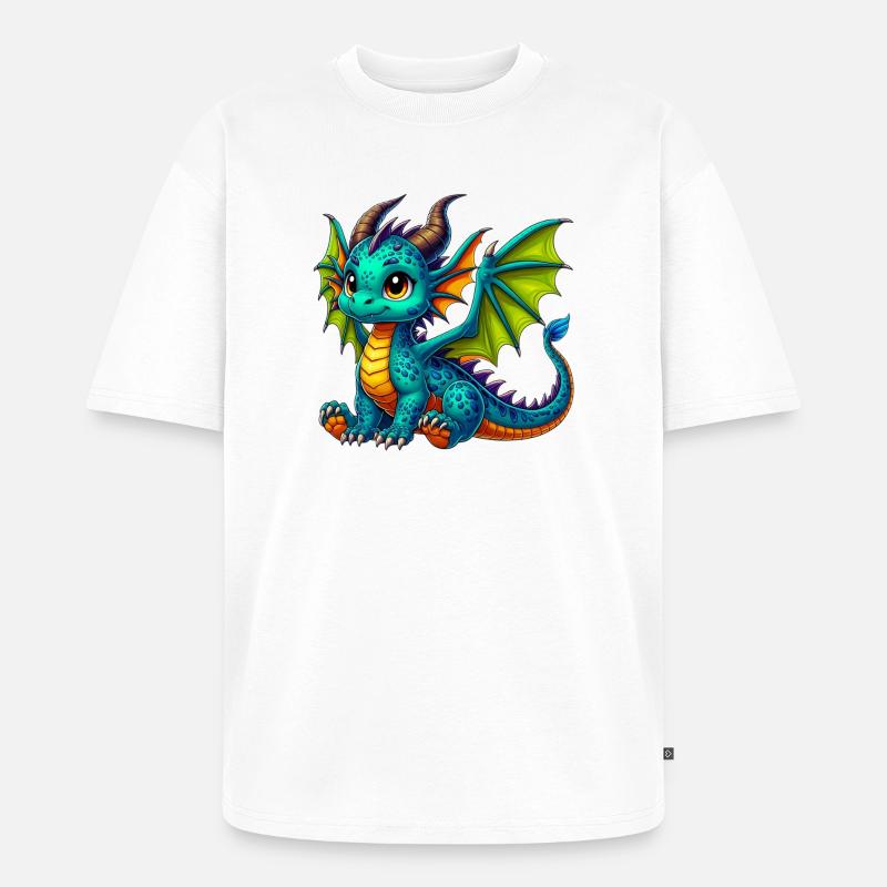 Drache - Unisex Premium Oversized Bio T-Shirt - Weiß