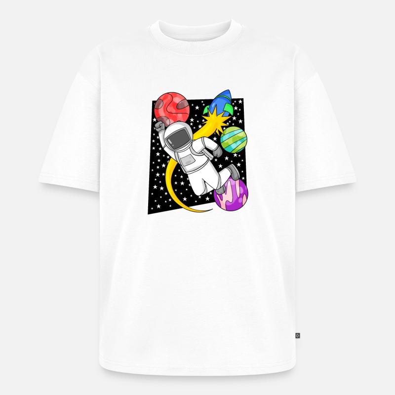 Motif d’astronaute dans l’espace - T-shirt Premium bio oversize Unisexe - blanc