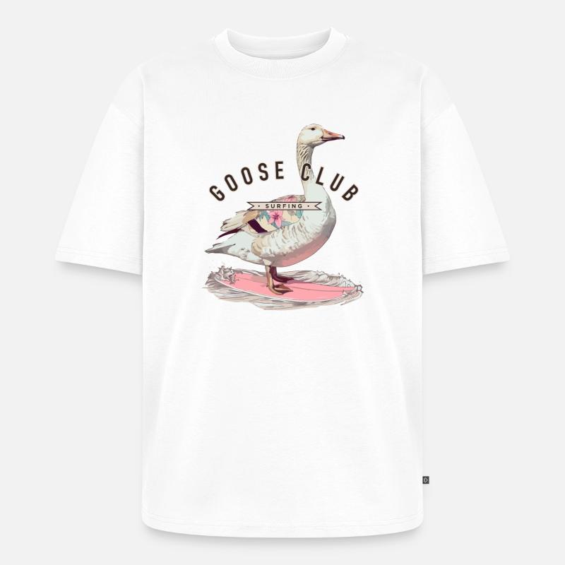 Conception de t-shirt Goose Surfing - T-shirt Premium bio oversize Unisexe - blanc