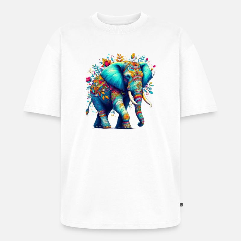 Elefant - Unisex Premium Oversized Bio T-Shirt - Weiß