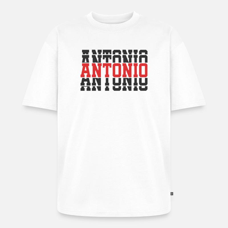 Antonio T-Shirt Geschenkidee gestapelter Text - Unisex Premium Oversized Bio T-Shirt - Weiß