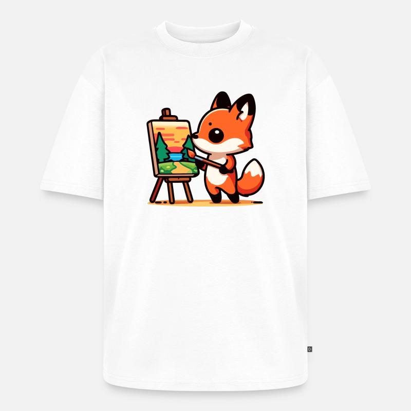 Fox Palette: Der Waldmaler - Unisex Premium Oversized Bio T-Shirt - Weiß