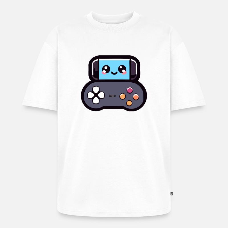 Game Buddy: Das fröhliche Joypad - Unisex Premium Oversized Bio T-Shirt - Weiß