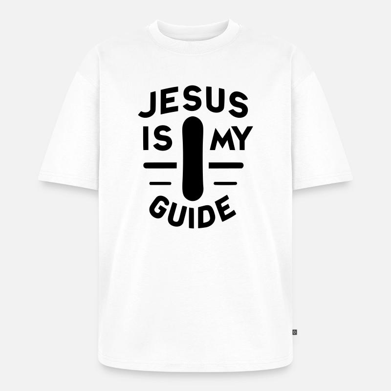 Jésus est mon guide - Snowboard - T-shirt Premium bio oversize Unisexe - blanc