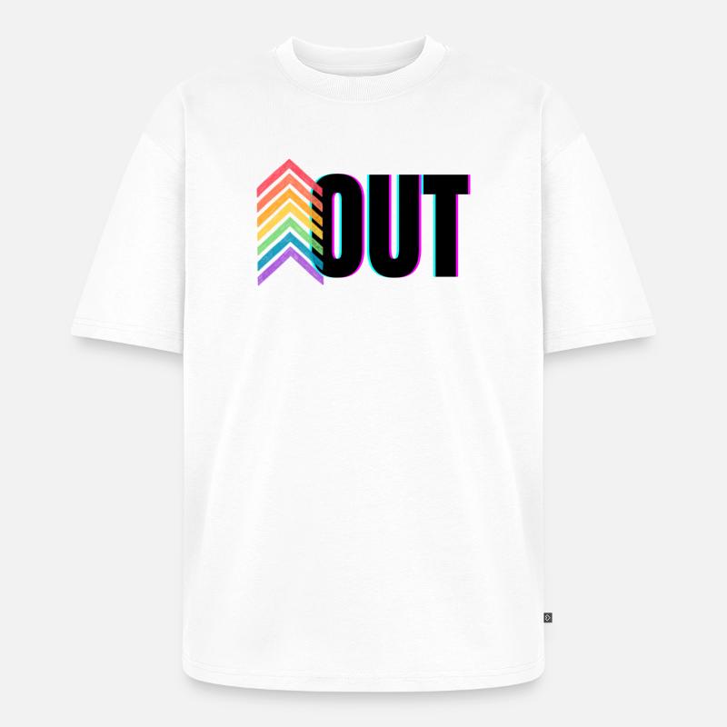Pride Rainbow Logo Out - Unisex Premium Oversized Bio T-Shirt - Weiß