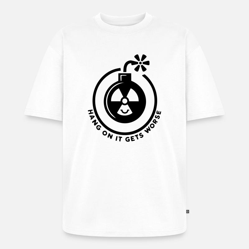 Moment mal, es wird noch schlimmer - Unisex Premium Oversized Bio T-Shirt - Weiß