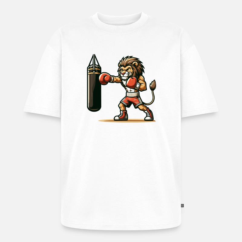 Punchline King: Der Boxlöwe - Unisex Premium Oversized Bio T-Shirt - Weiß