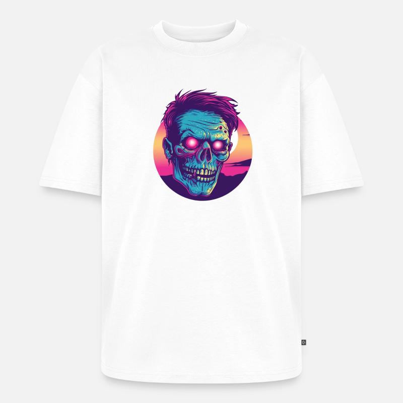 Zombie synthwave 2 - T-shirt Premium bio oversize Unisexe - blanc