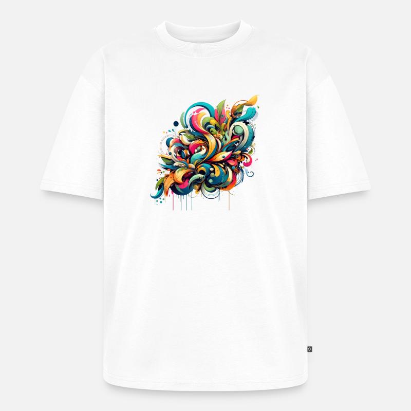 Coole florale dynamische Graffiti-Illustration - Unisex Premium Oversized Bio T-Shirt - Weiß