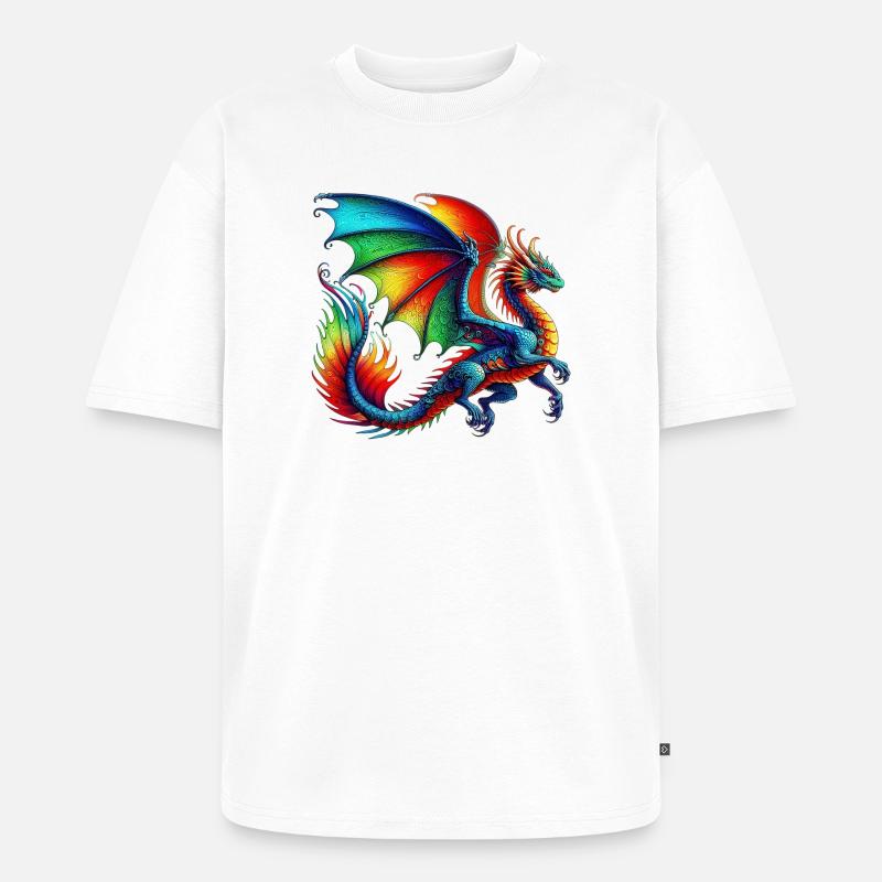Drache - Unisex Premium Oversized Bio T-Shirt - Weiß
