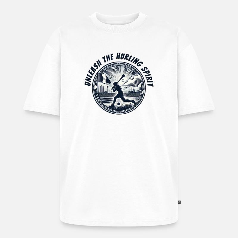 Entfesseln Sie den Hurling-Geist - Unisex Premium Oversized Bio T-Shirt - Weiß