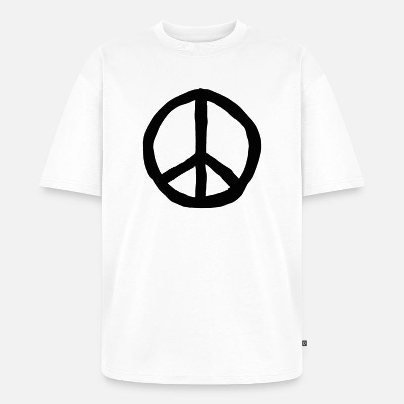 Peace-Zeichen / Simpel - Unisex Premium Oversized Bio T-Shirt - Weiß
