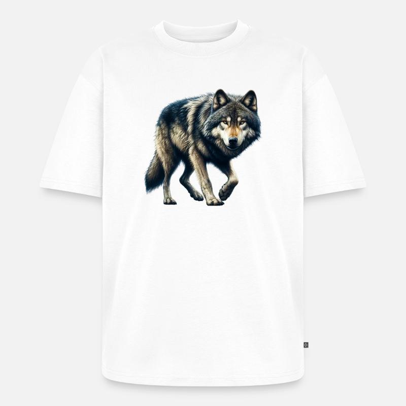 Wolf - Unisex Premium Oversized Bio T-Shirt - Weiß