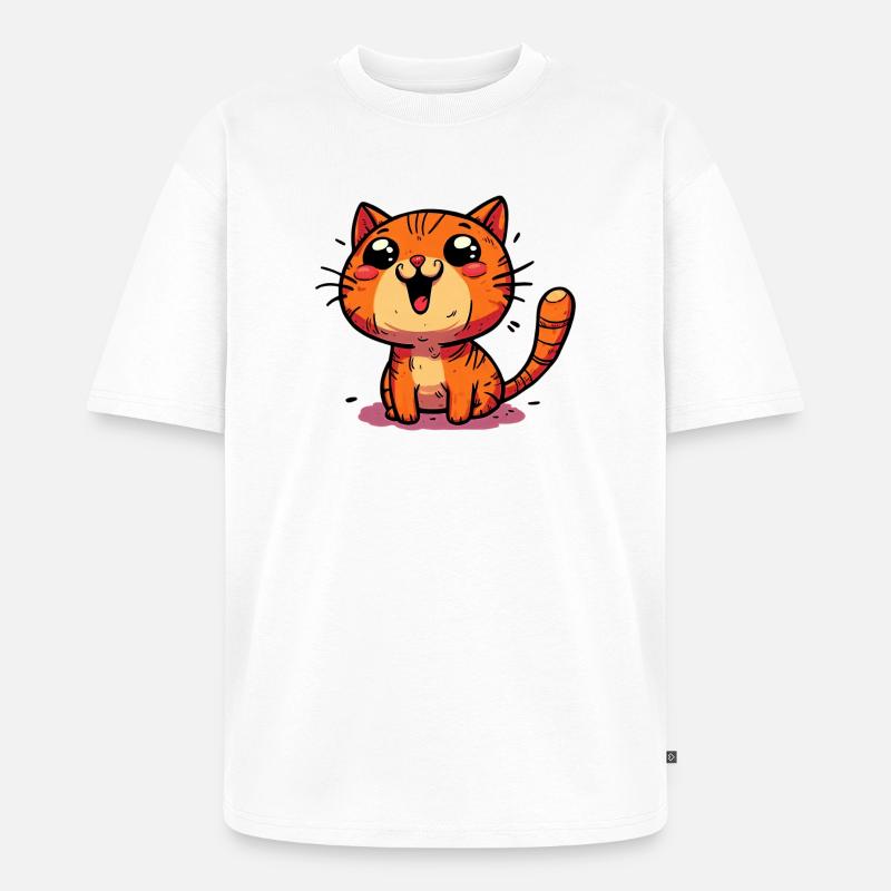 Katze - Unisex Premium Oversized Bio T-Shirt - Weiß