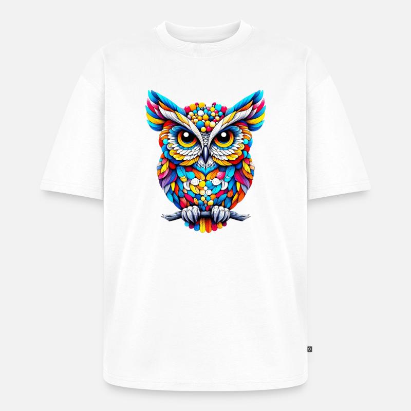 Eule - Unisex Premium Oversized Bio T-Shirt - Weiß