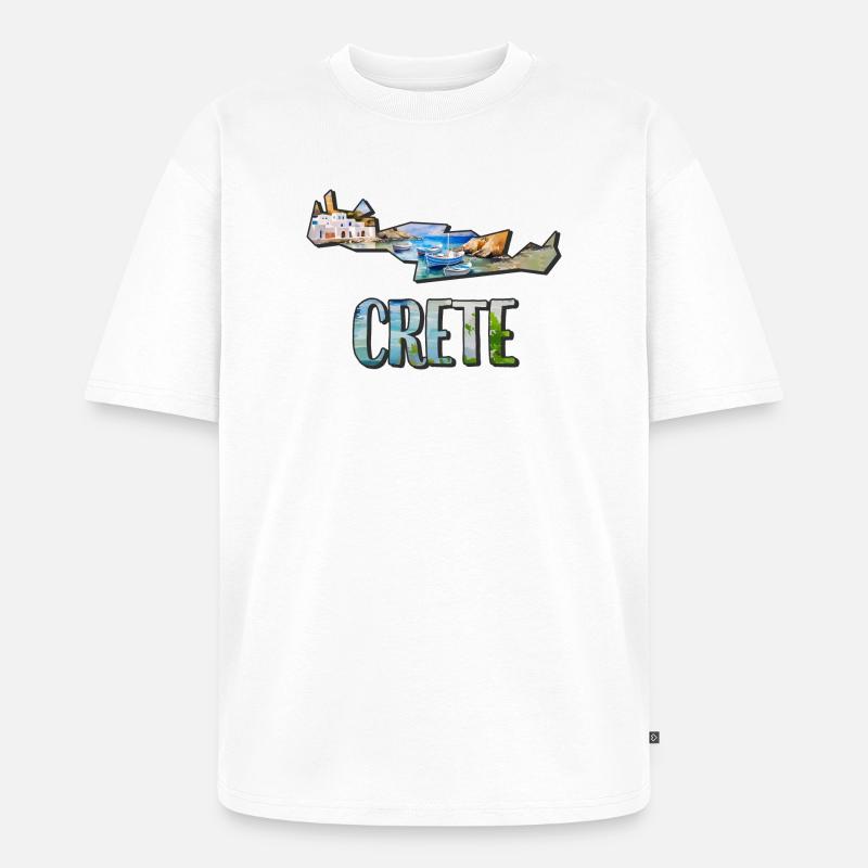 Mapa akwareli Kreta - Ekologiczna koszulka oversize unisex Premium - biały
