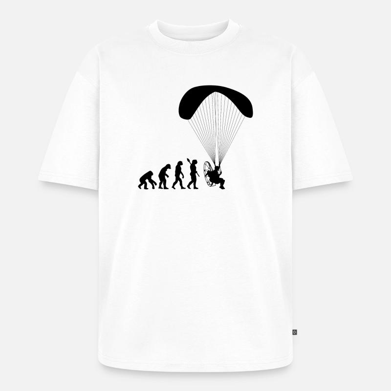 Paramotoring Human Evolution Funny - Unisex Premium Oversized Organic T-Shirt - white
