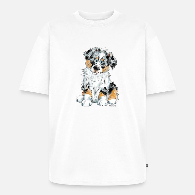 Australian Shepherd Hund Aussie - Unisex Premium Oversized Bio T-Shirt - Weiß