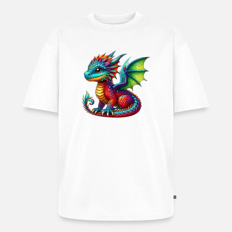 Drache - Unisex Premium Oversized Bio T-Shirt - Weiß
