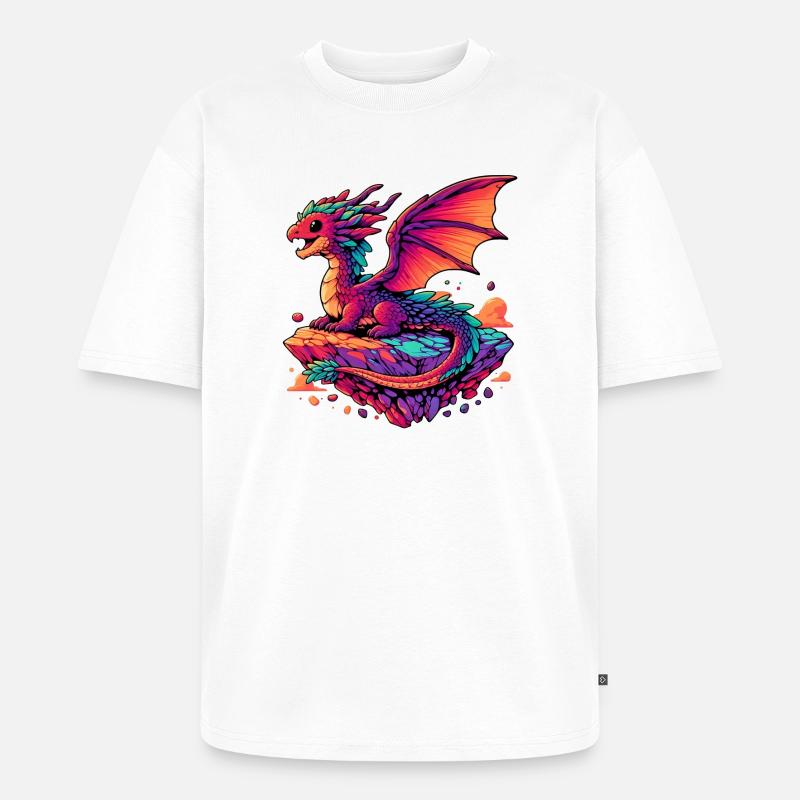 Drache - Unisex Premium Oversized Bio T-Shirt - Weiß