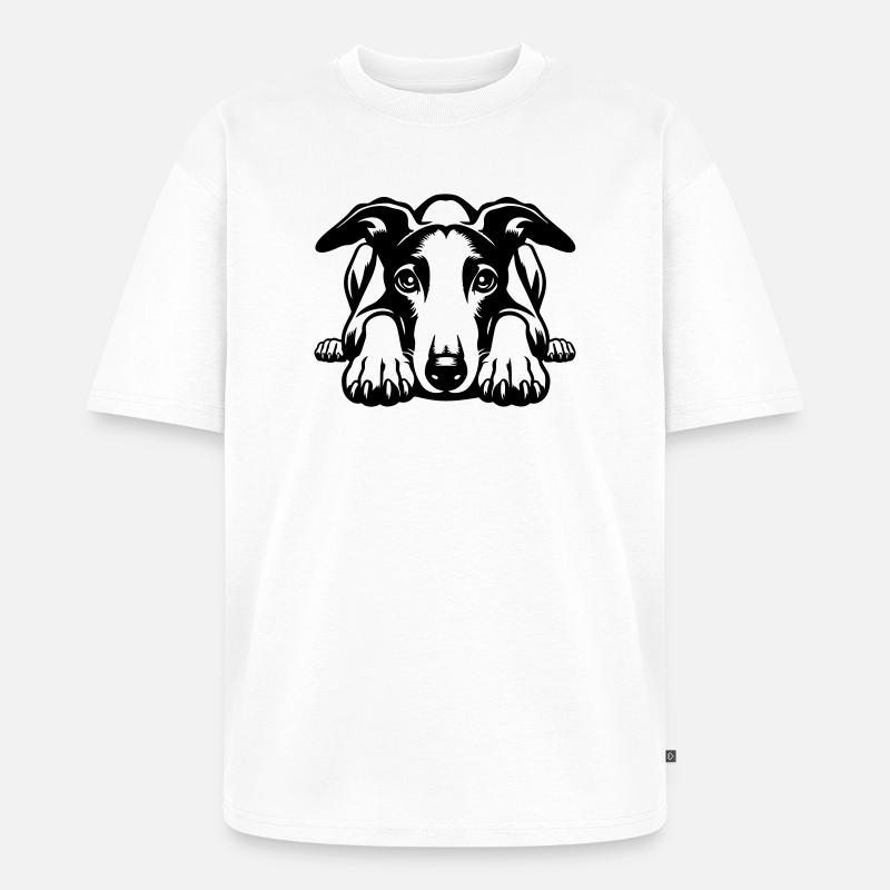 Whippet Kopf mit Pfoten - Unisex Premium Oversized Bio T-Shirt - Weiß