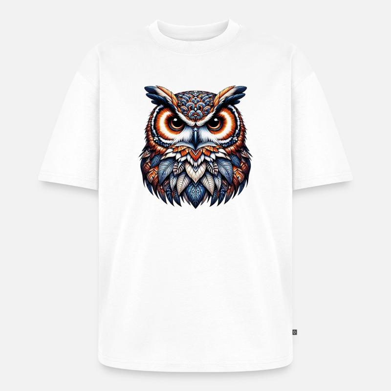 Eule - Unisex Premium Oversized Bio T-Shirt - Weiß