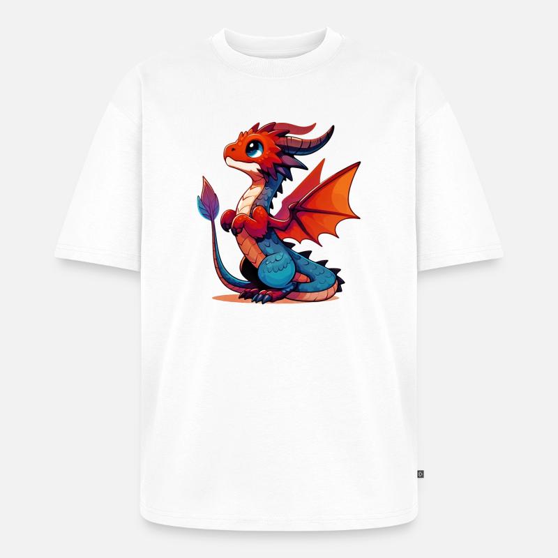 Drache - Unisex Premium Oversized Bio T-Shirt - Weiß