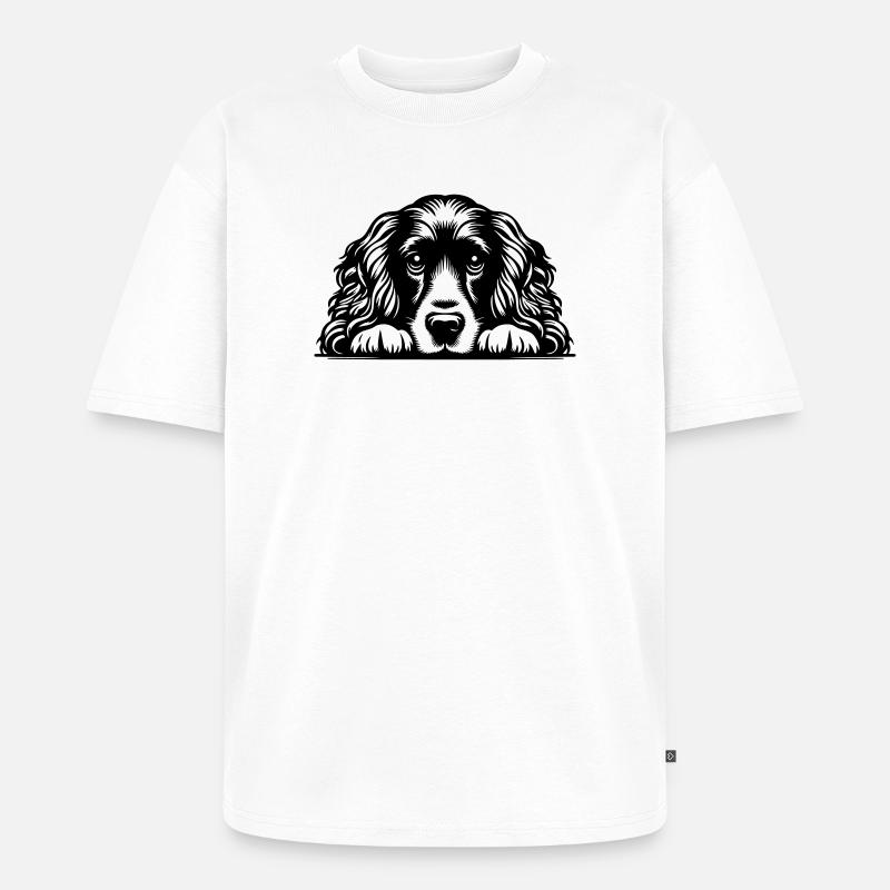 Cocker Spaniel Kopf mit Pfoten - Unisex Premium Oversized Bio T-Shirt - Weiß