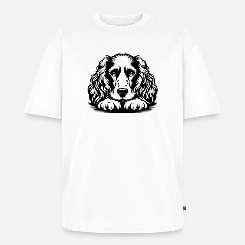 Cocker Spaniel Kopf mit Pfoten - Unisex Premium Oversized Bio T-Shirt - Weiß