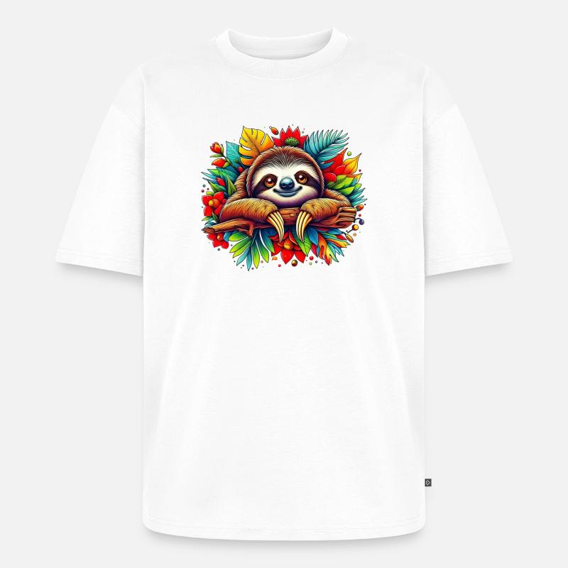 Faultier - Unisex Premium Oversized Bio T-Shirt - Weiß