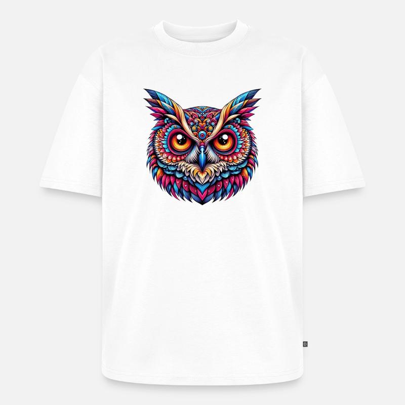 Eule - Unisex Premium Oversized Bio T-Shirt - Weiß