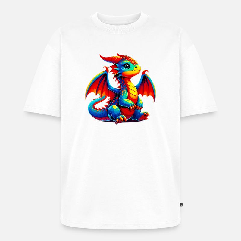 Drache - Unisex Premium Oversized Bio T-Shirt - Weiß