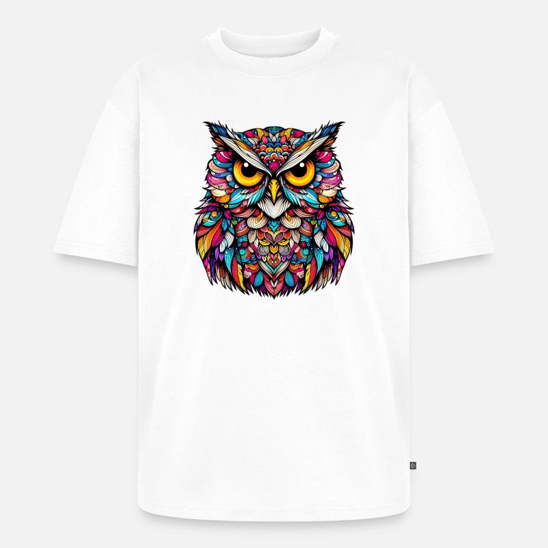 Eule - Unisex Premium Oversized Bio T-Shirt - Weiß