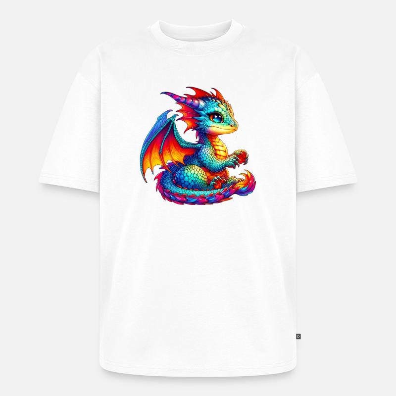 Drache - Unisex Premium Oversized Bio T-Shirt - Weiß