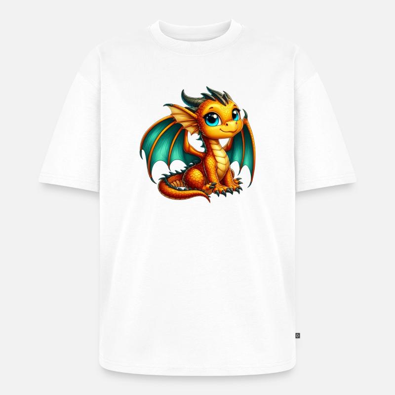 Drache - Unisex Premium Oversized Bio T-Shirt - Weiß