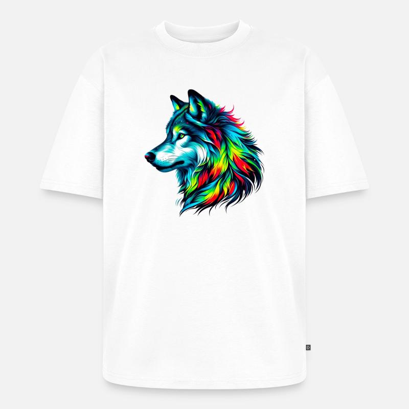 Wolf - Unisex Premium Oversized Bio T-Shirt - Weiß