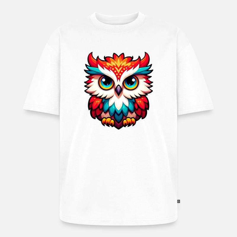 Eule - Unisex Premium Oversized Bio T-Shirt - Weiß