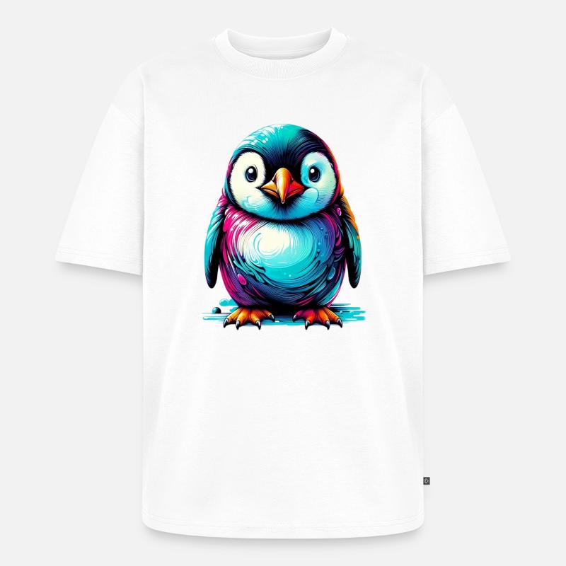 Pinguin - Unisex Premium Oversized Bio T-Shirt - Weiß