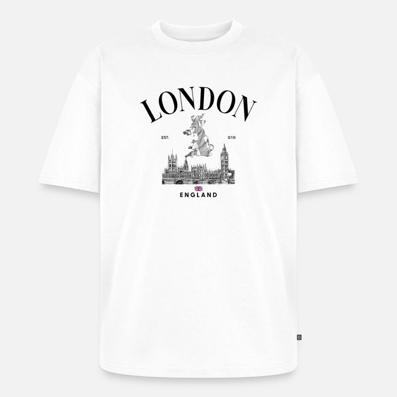 Tiny Union Jack auf Schwarz - Unisex Premium Oversized Bio T-Shirt - Weiß