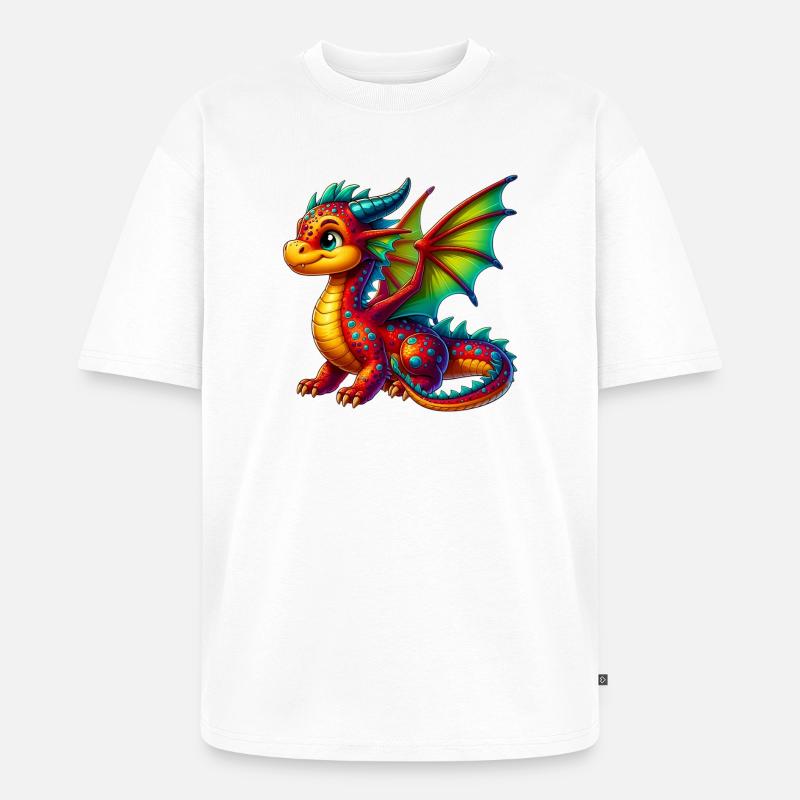 Drache - Unisex Premium Oversized Bio T-Shirt - Weiß