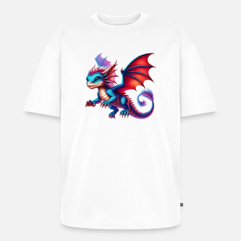 Dragon - T-shirt Premium bio oversize Unisexe - blanc