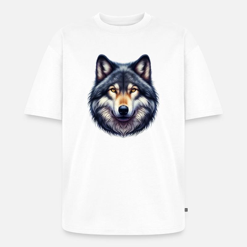 Wolf - Unisex Premium Oversized Bio T-Shirt - Weiß