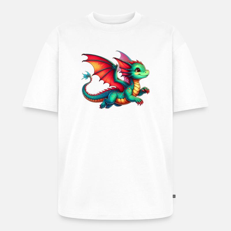 Drache - Unisex Premium Oversized Bio T-Shirt - Weiß