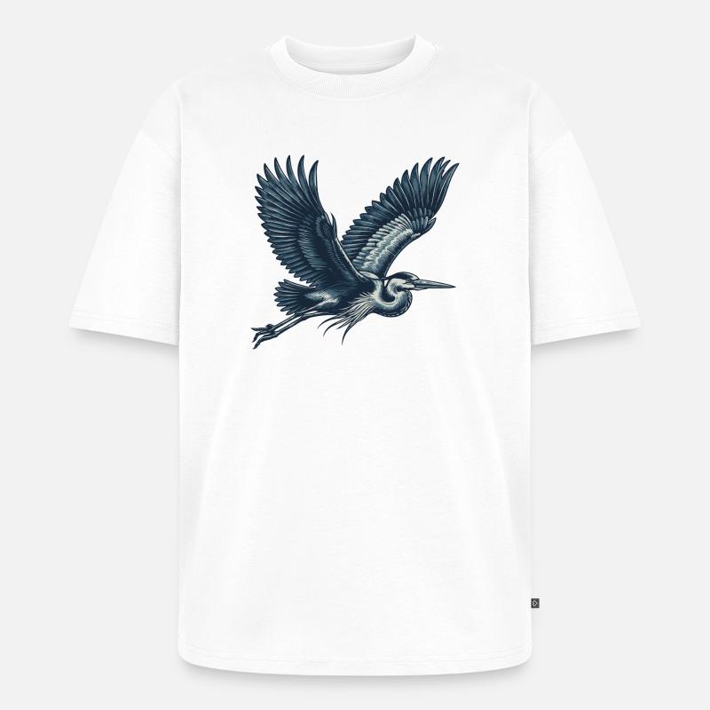 Héron - T-shirt Premium bio oversize Unisexe - blanc